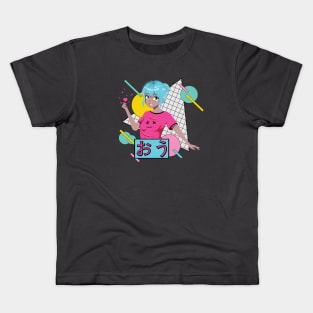 Friendly anime girl with blue hair Kids T-Shirt